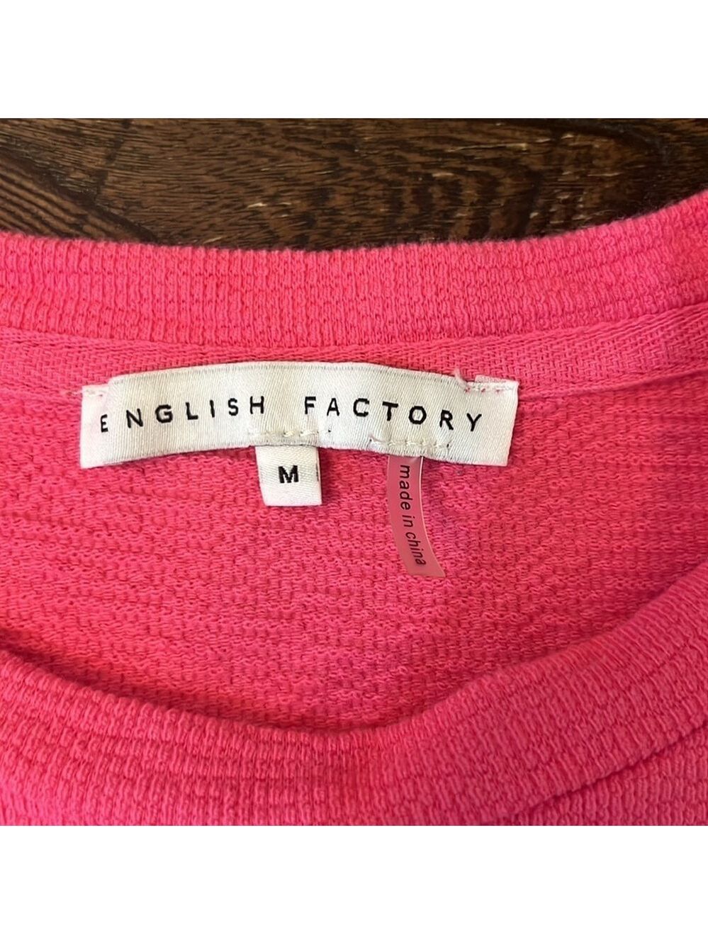 English Factory Pink Shift Dress Bell Ruffle Sleeve Medium Bubblegum - Picture 5 of 11